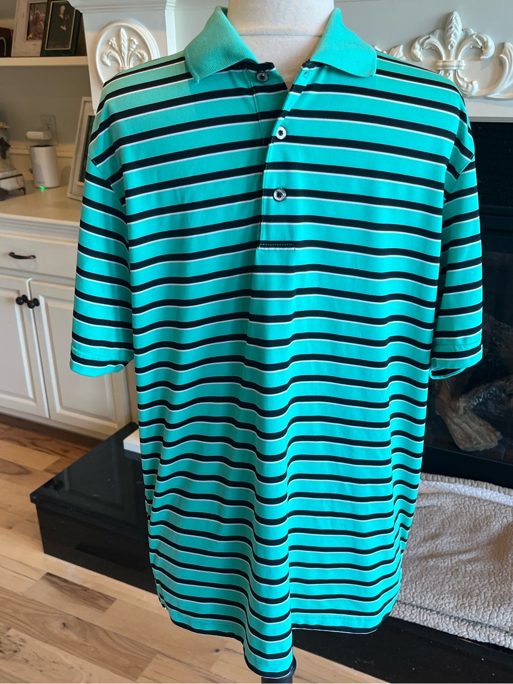 Mint Green Striped Polo Pro Tour  Performance